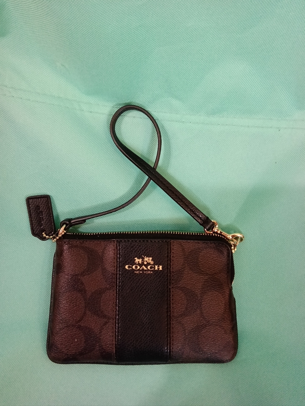 #14 Coach Brown Signature Wristlet with Dark BrownTrim /Creed: J1547-F64233